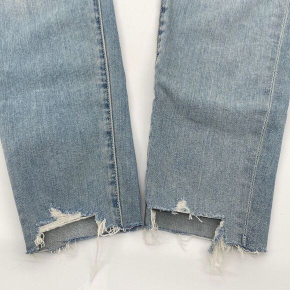 Lovers + Friends Ricky Mid -Rise Skinny Jeans Distressed Faded Step Hem Blue Siz - Picture 5 of 15